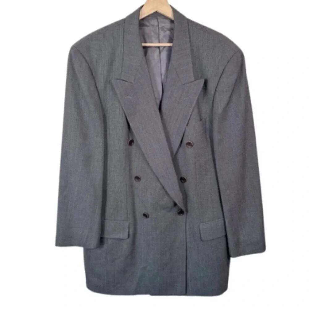 Men's Double-Breasted Gray Blazer
